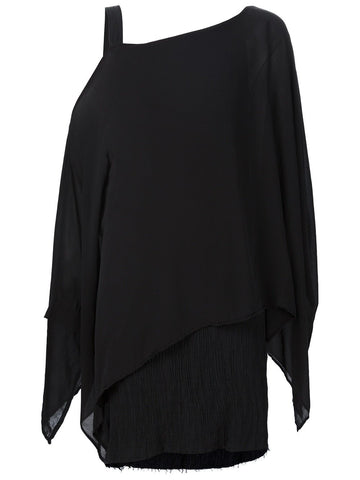 One Shoulder Asymmetric Tunic Black