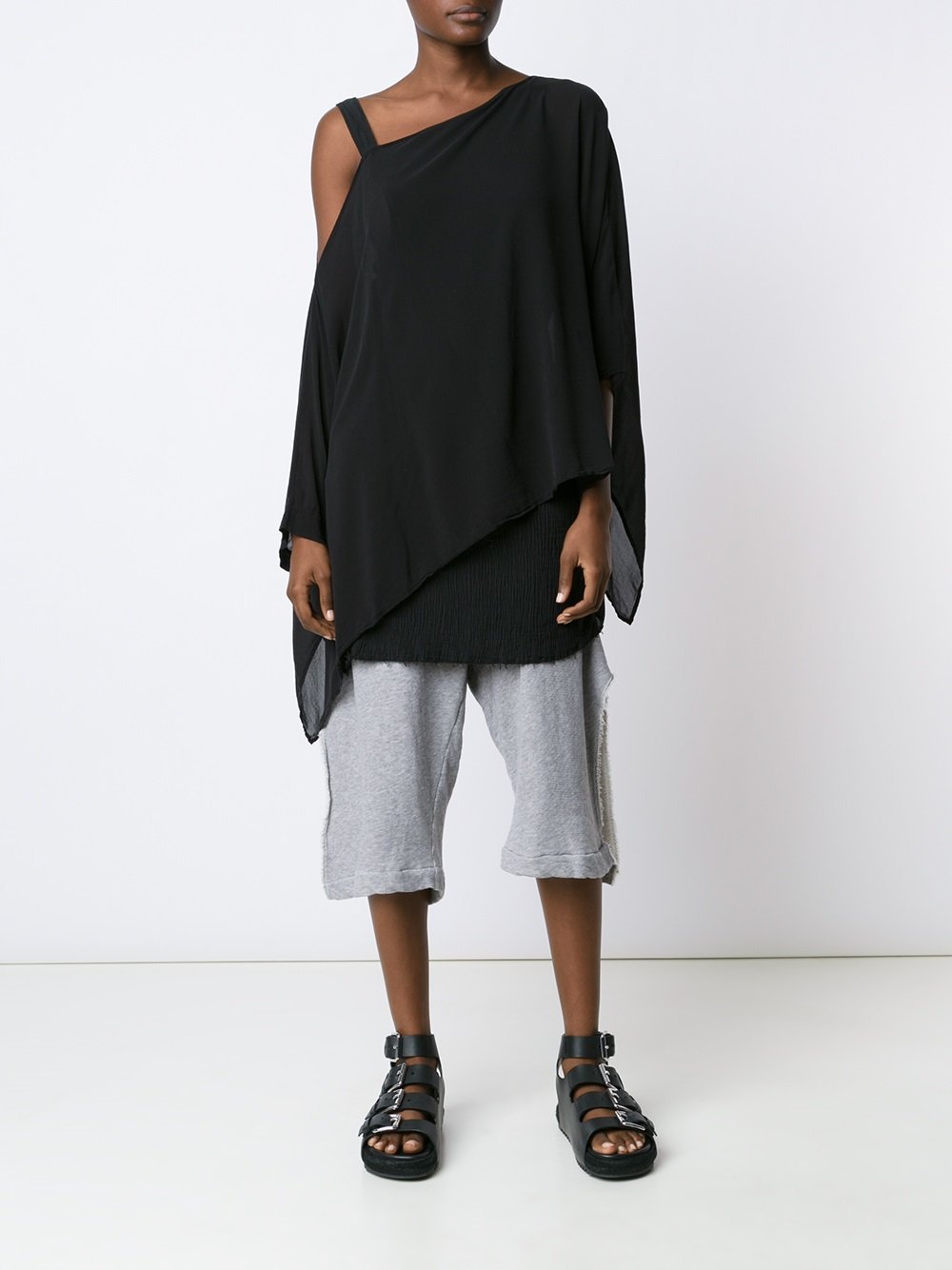 One Shoulder Asymmetric Tunic Black