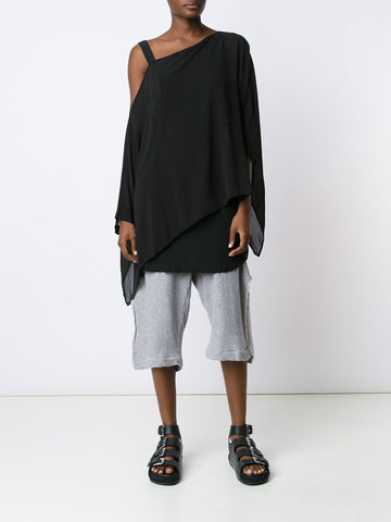 One Shoulder Asymmetric Tunic Black