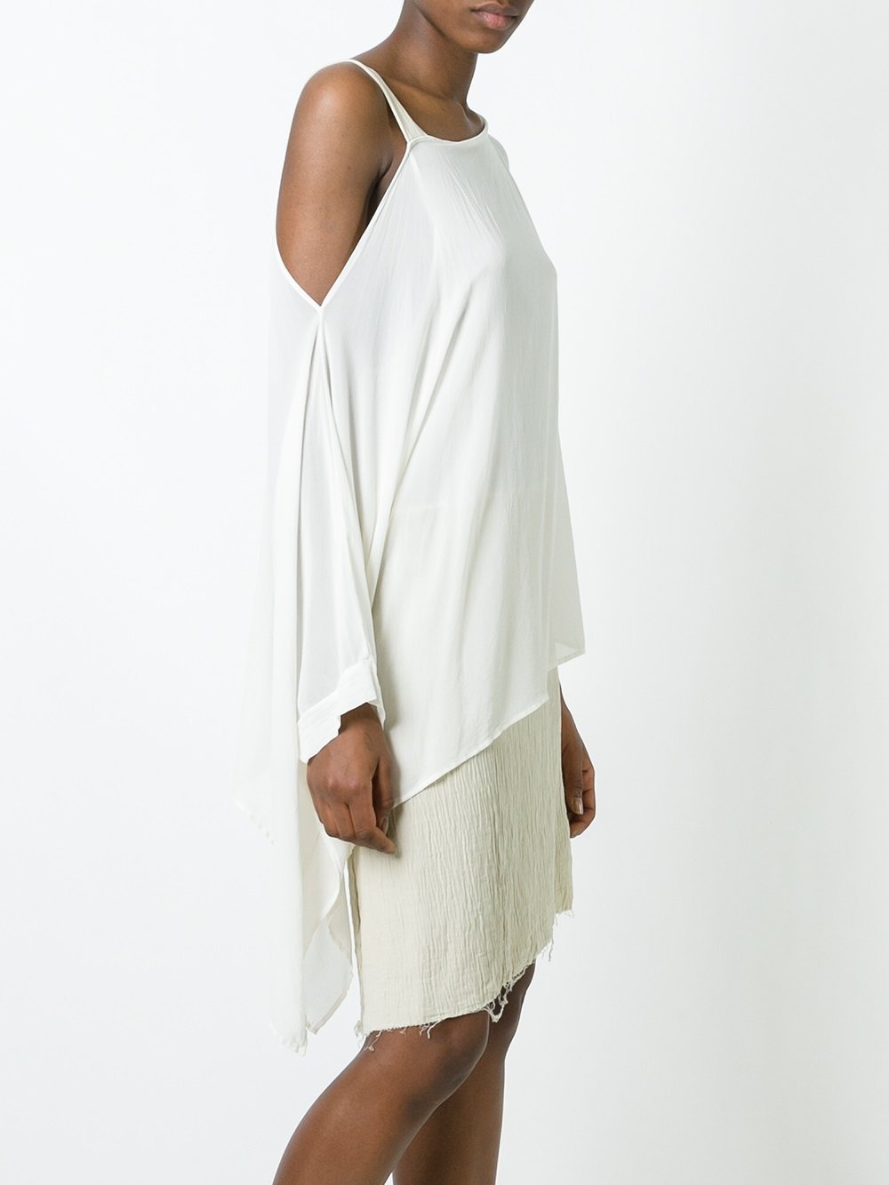 One Shoulder Asymmetric Tunic White