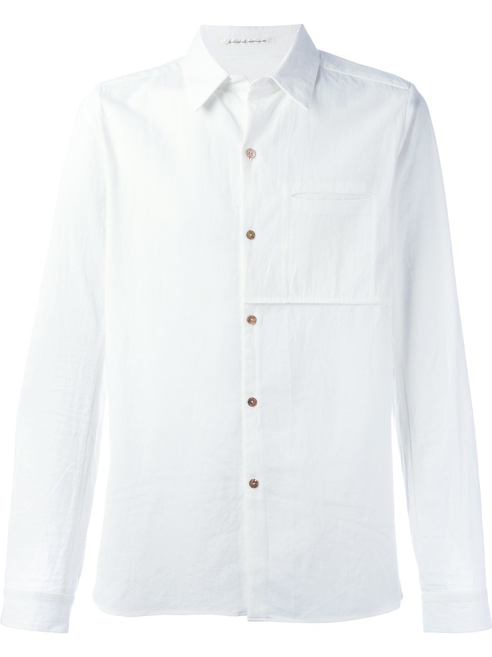 White Boiled Cotton One Pocket Shirt