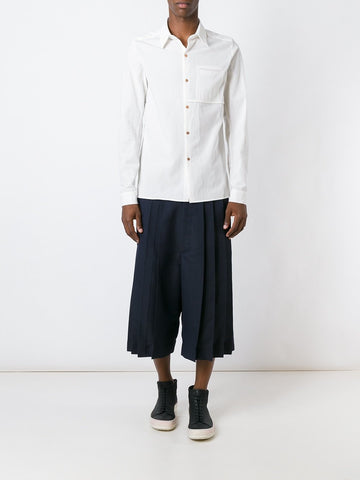 White Boiled Cotton One Pocket Shirt