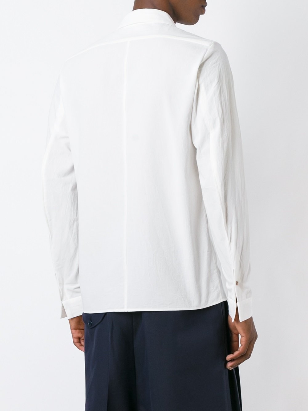 White Boiled Cotton One Pocket Shirt