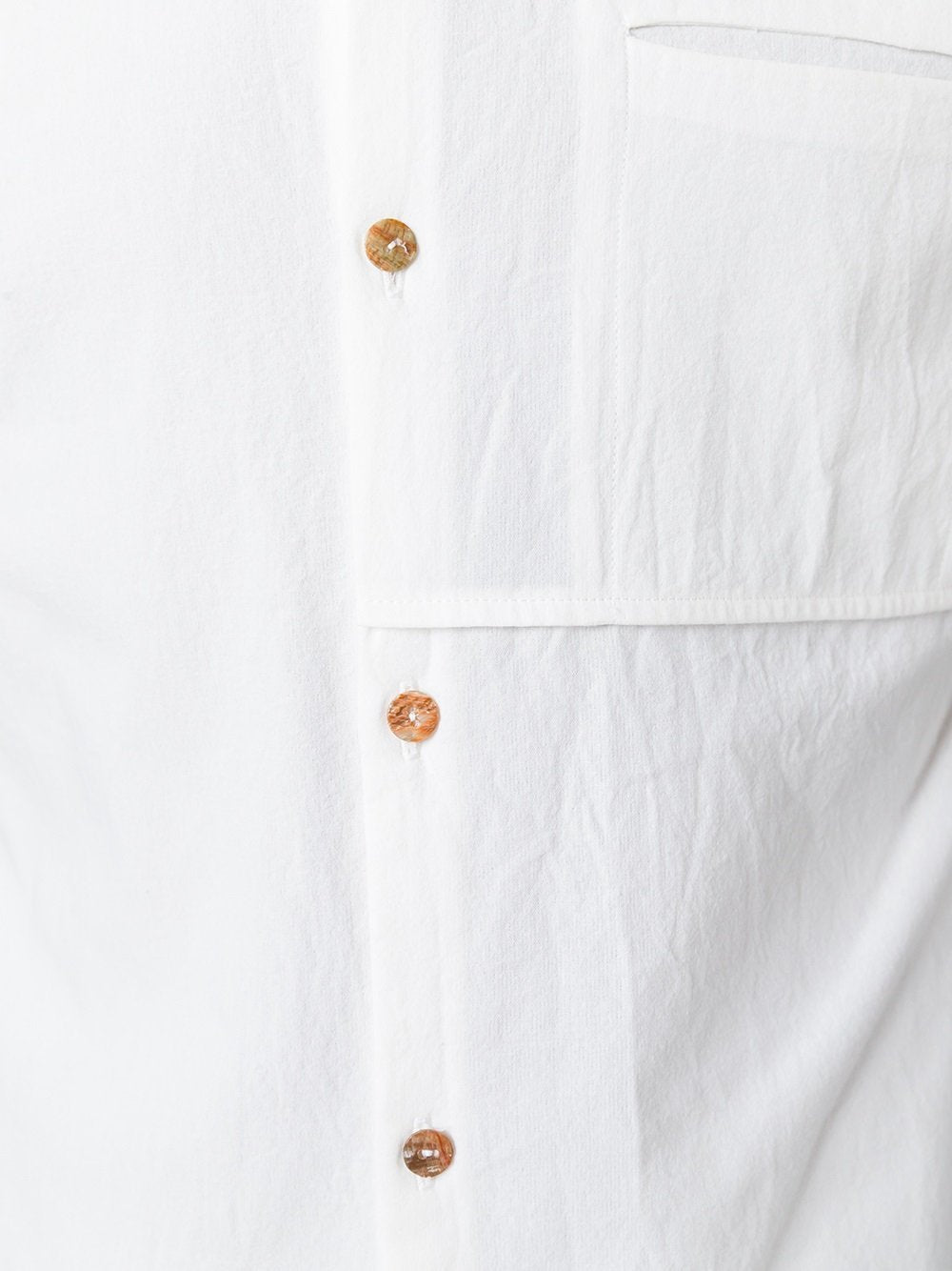 White Boiled Cotton One Pocket Shirt