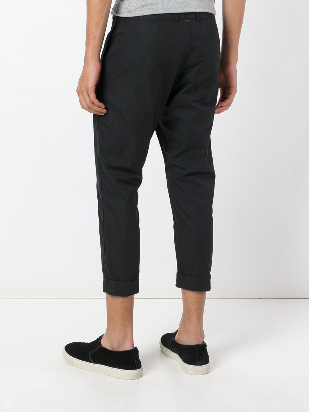 Black Cotton Cropped Slim Pant
