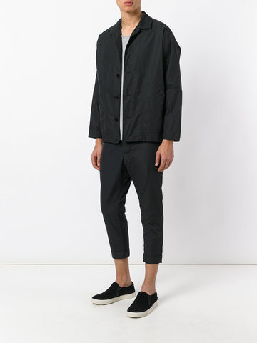 Black Cotton Cropped Slim Pant