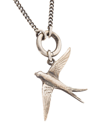 Silver Necklace Swallow