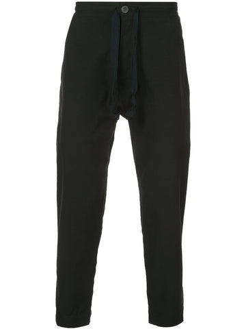 Off Black Boiled Cotton Ramie Trousers