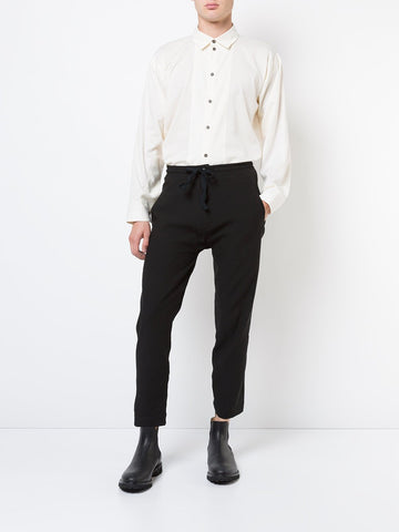 Cotton Linen Black Ridges Boiled Cotton Ramie Trousers