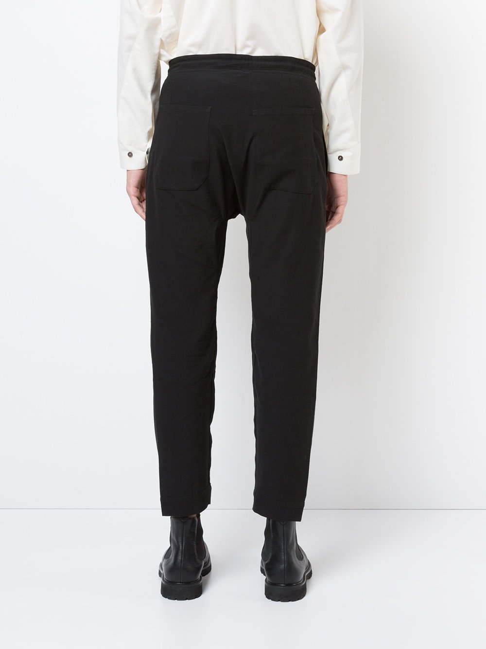 Off Black Boiled Cotton Ramie Trousers