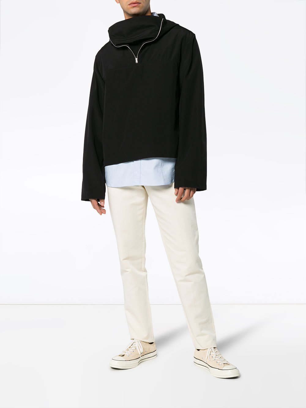 Wool Blend Hooded Zip Jacket