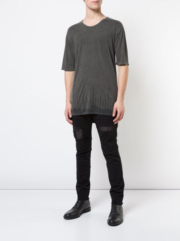 Grey Print Detail T-Shirt