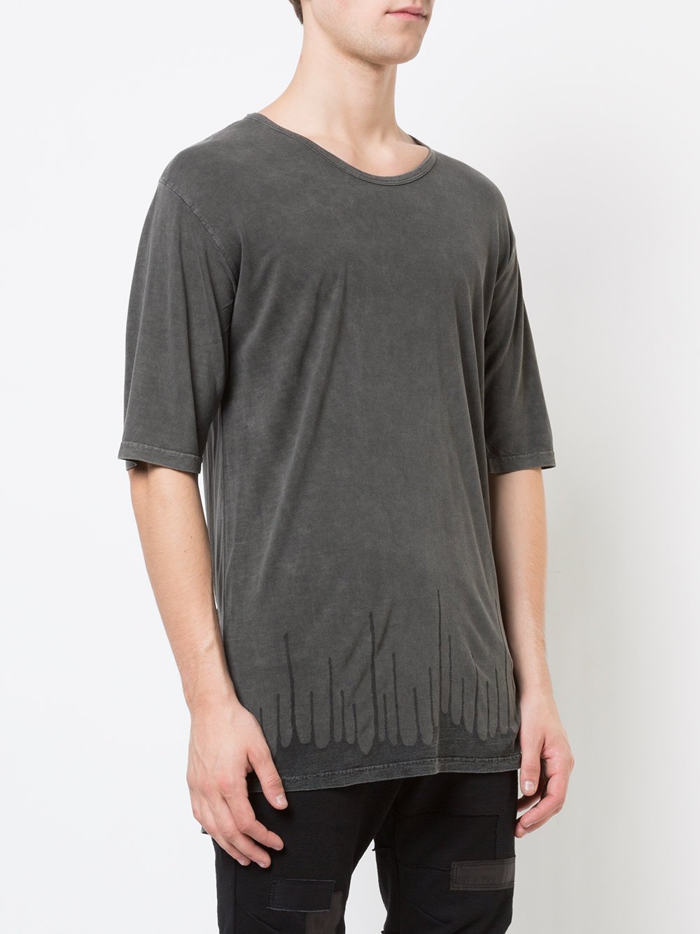 Grey Print Detail T-Shirt