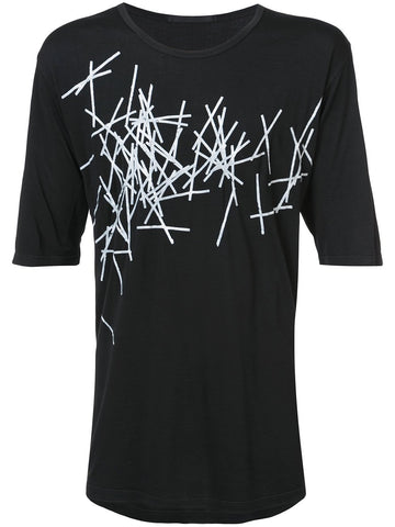 Black Print Detail T-Shirt