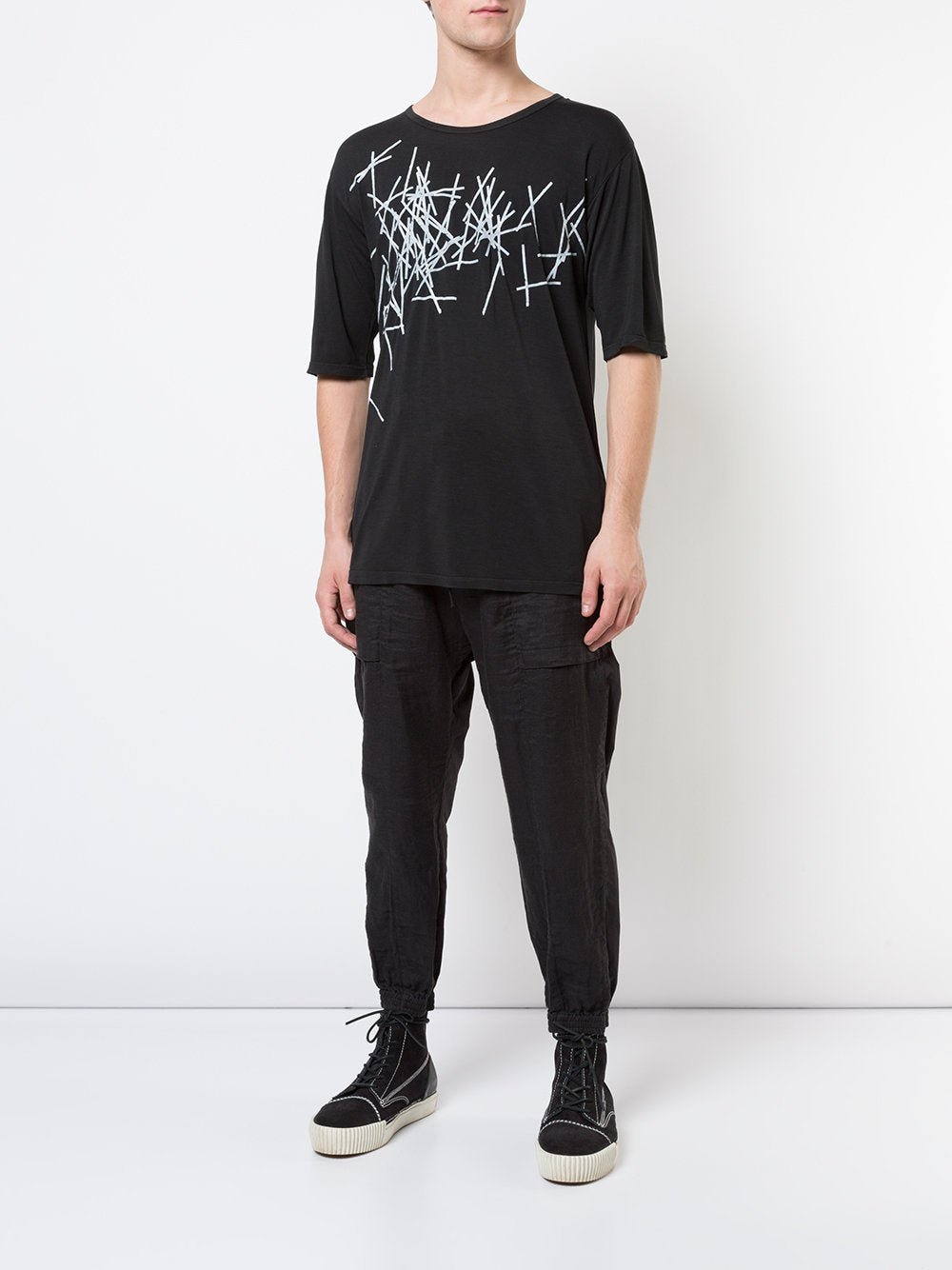 Black Print Detail T-Shirt
