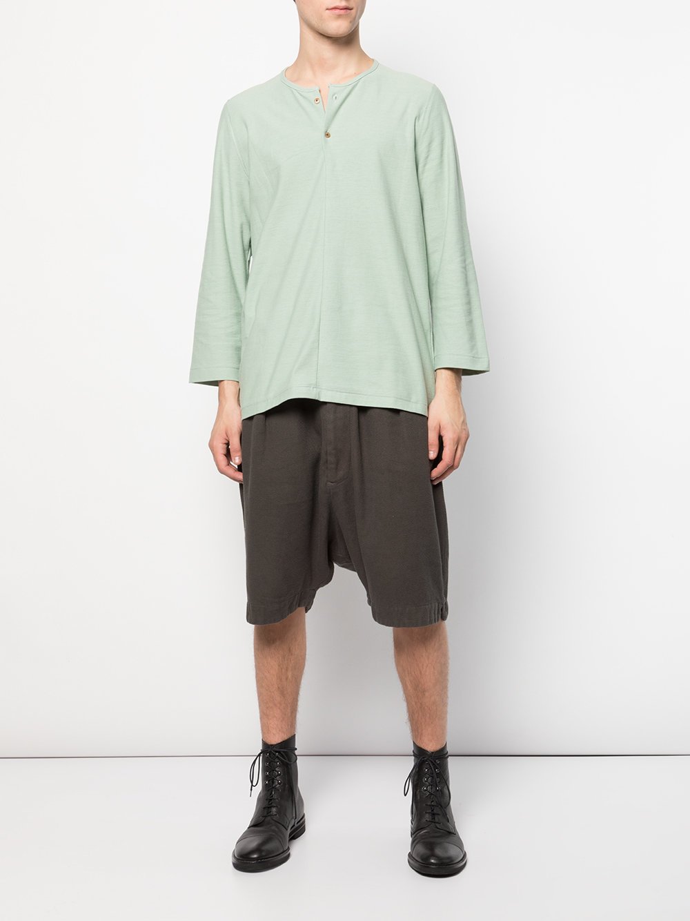 Unisex Woven Henry Neck T-shirt
