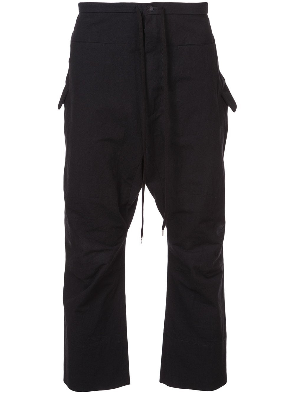 Black Cotton Cropped Pants