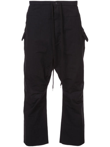 Black Cotton Cropped Pants
