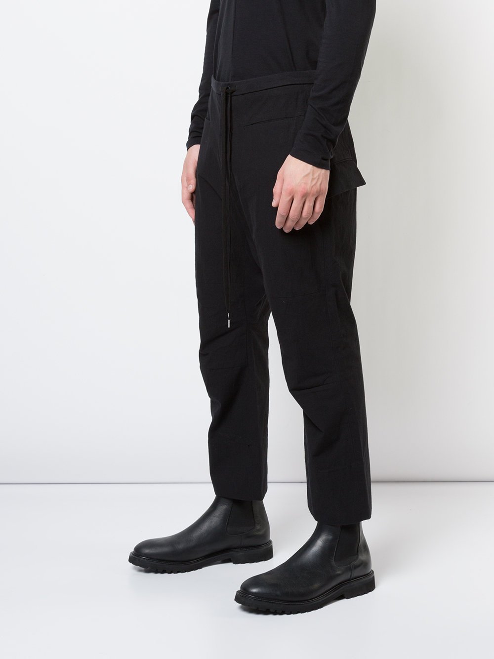 Black Cotton Cropped Pants
