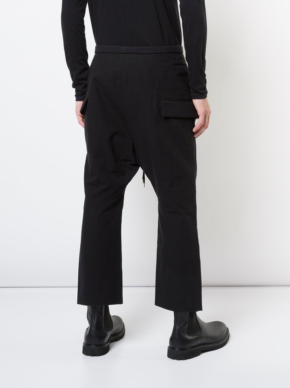 Black Cotton Cropped Pants