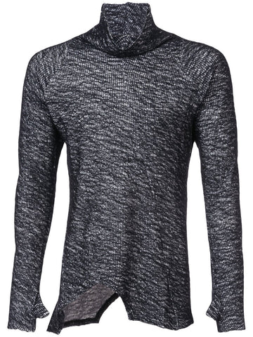 Charcoal Wool Knit Turtleneck Pullover