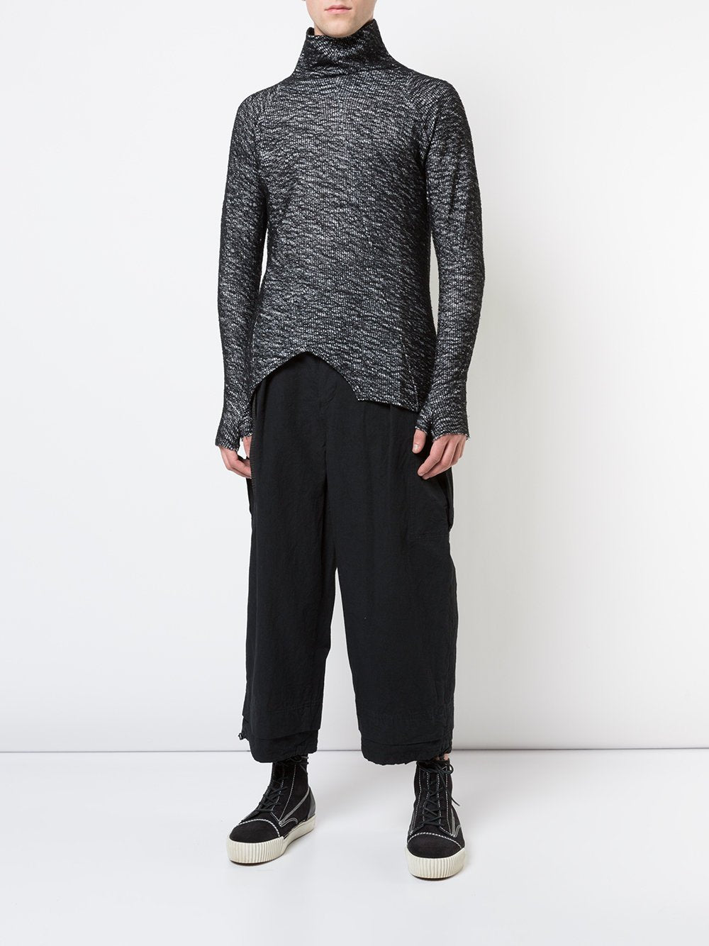 Charcoal Wool Knit Turtleneck Pullover