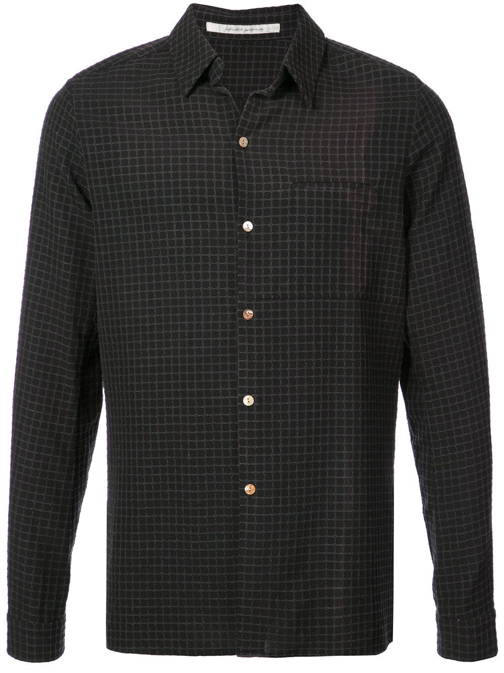 Navy Black Dobby Check One Pocket Shirt