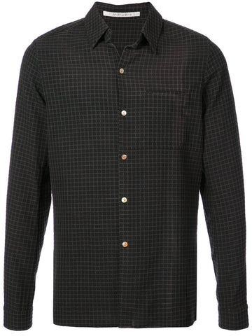 Navy Black Dobby Check One Pocket Shirt