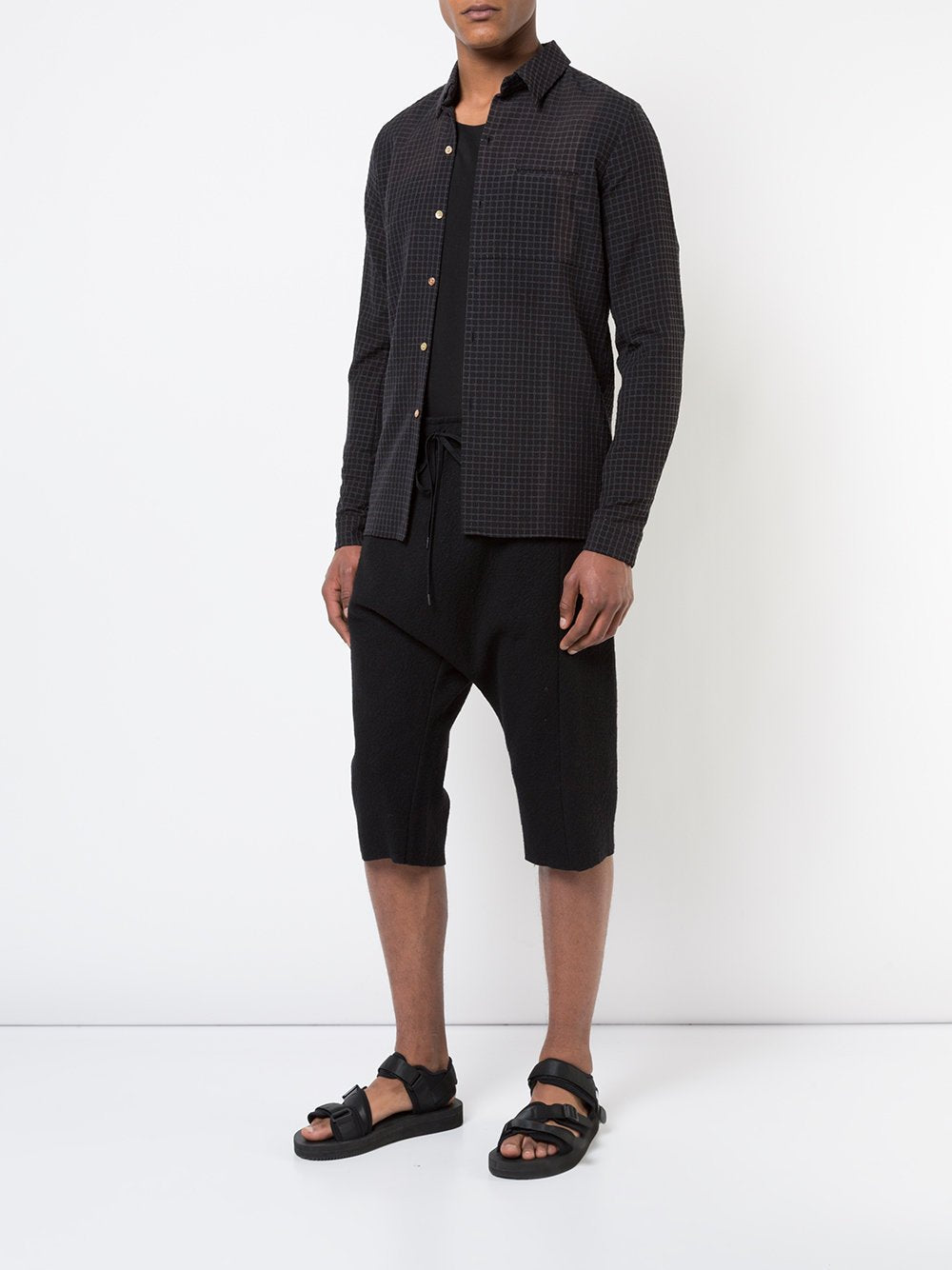 Navy Black Dobby Check One Pocket Shirt