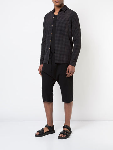 Navy Black Dobby Check One Pocket Shirt