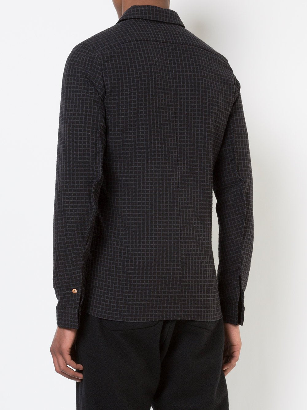 Navy Black Dobby Check One Pocket Shirt