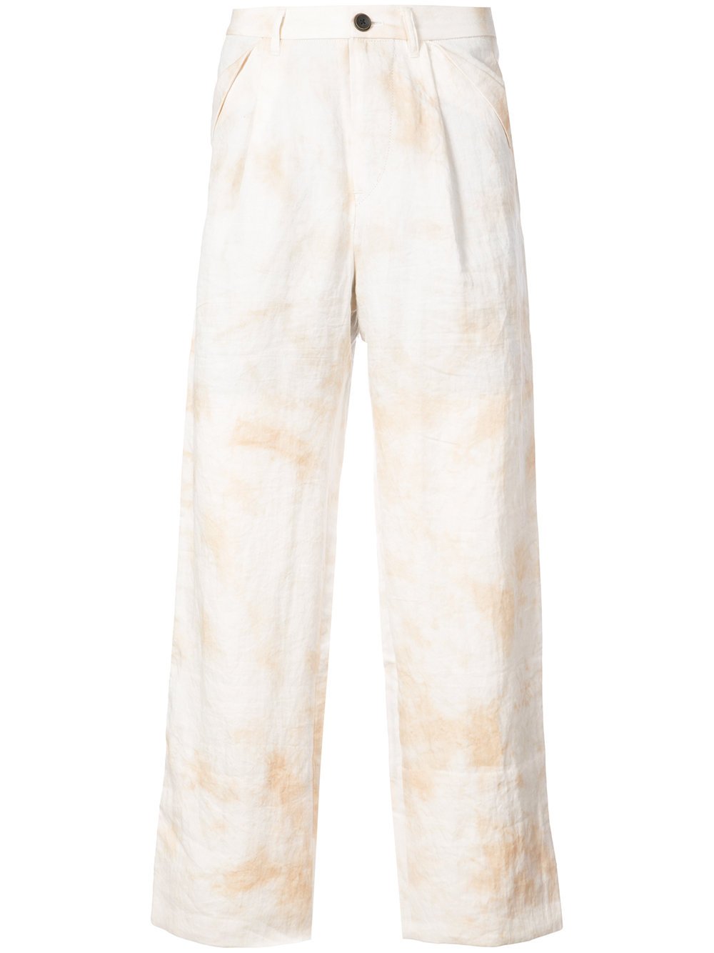 Ecru White Ramie Unisex Wide Pants