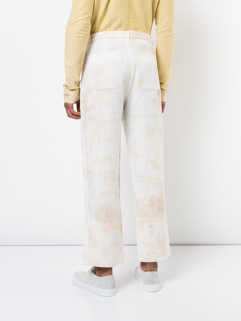 Ecru White Ramie Unisex Wide Pants