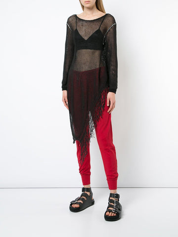 Linen Knit Fringe Top