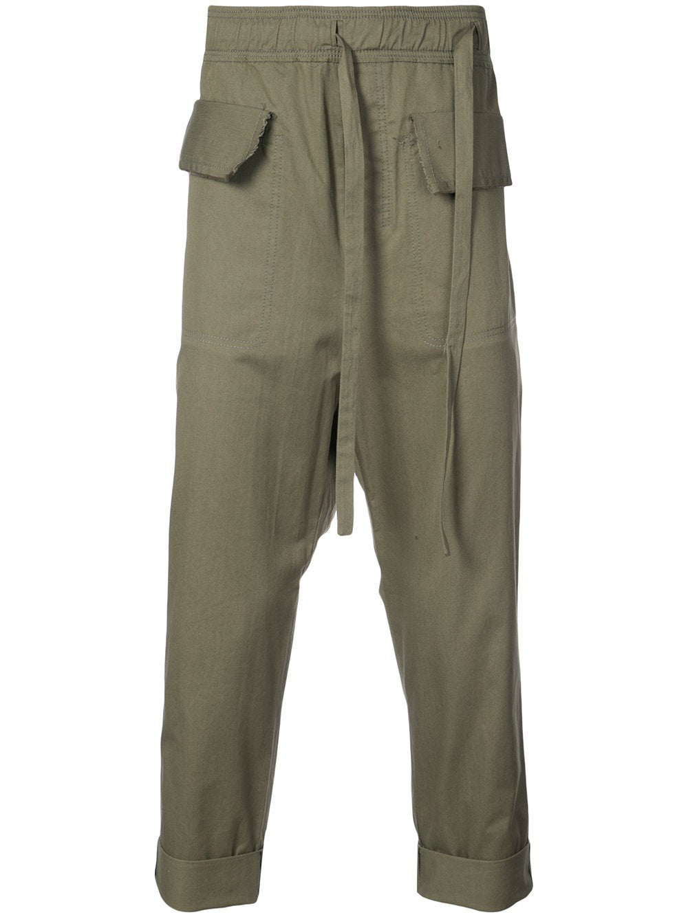 Washed Green Polate Drawstring Trousers