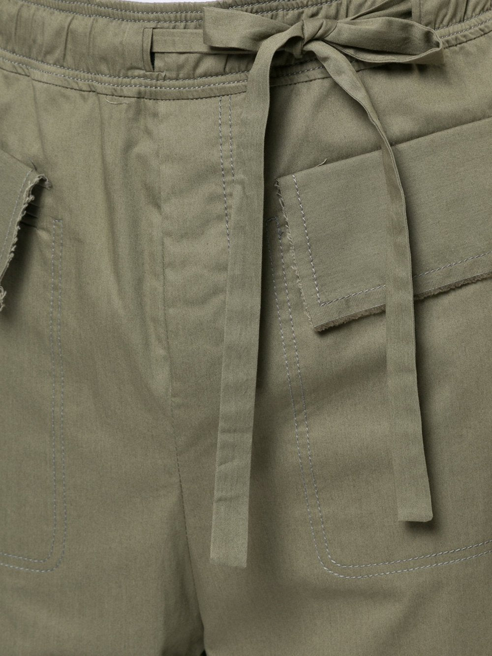 Washed Green Polate Drawstring Trousers