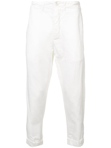 Ivory Linen Cropped Slim Pant