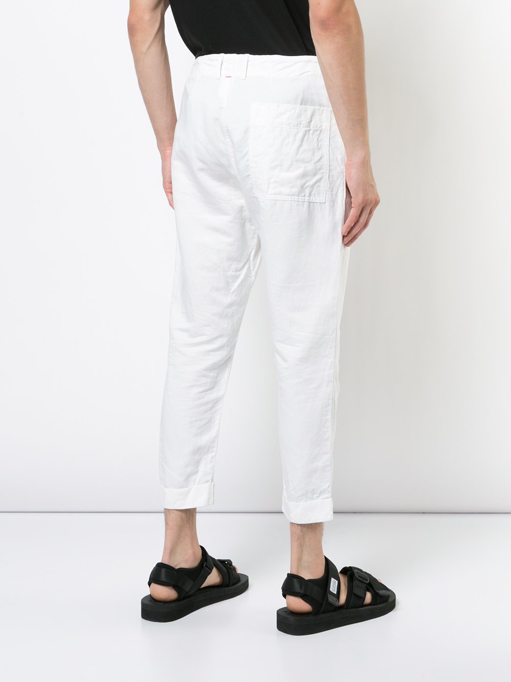 Ivory Linen Cropped Slim Pant