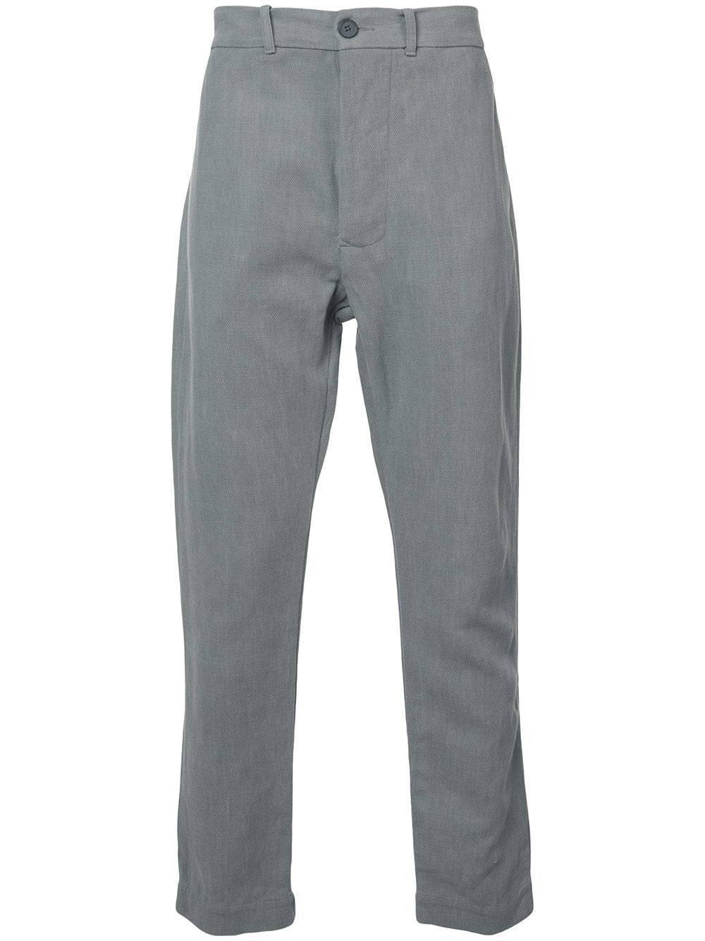 Grey Cotton Linen Straight Leg Pant