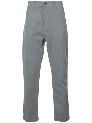 Grey Cotton Linen Straight Leg Pant