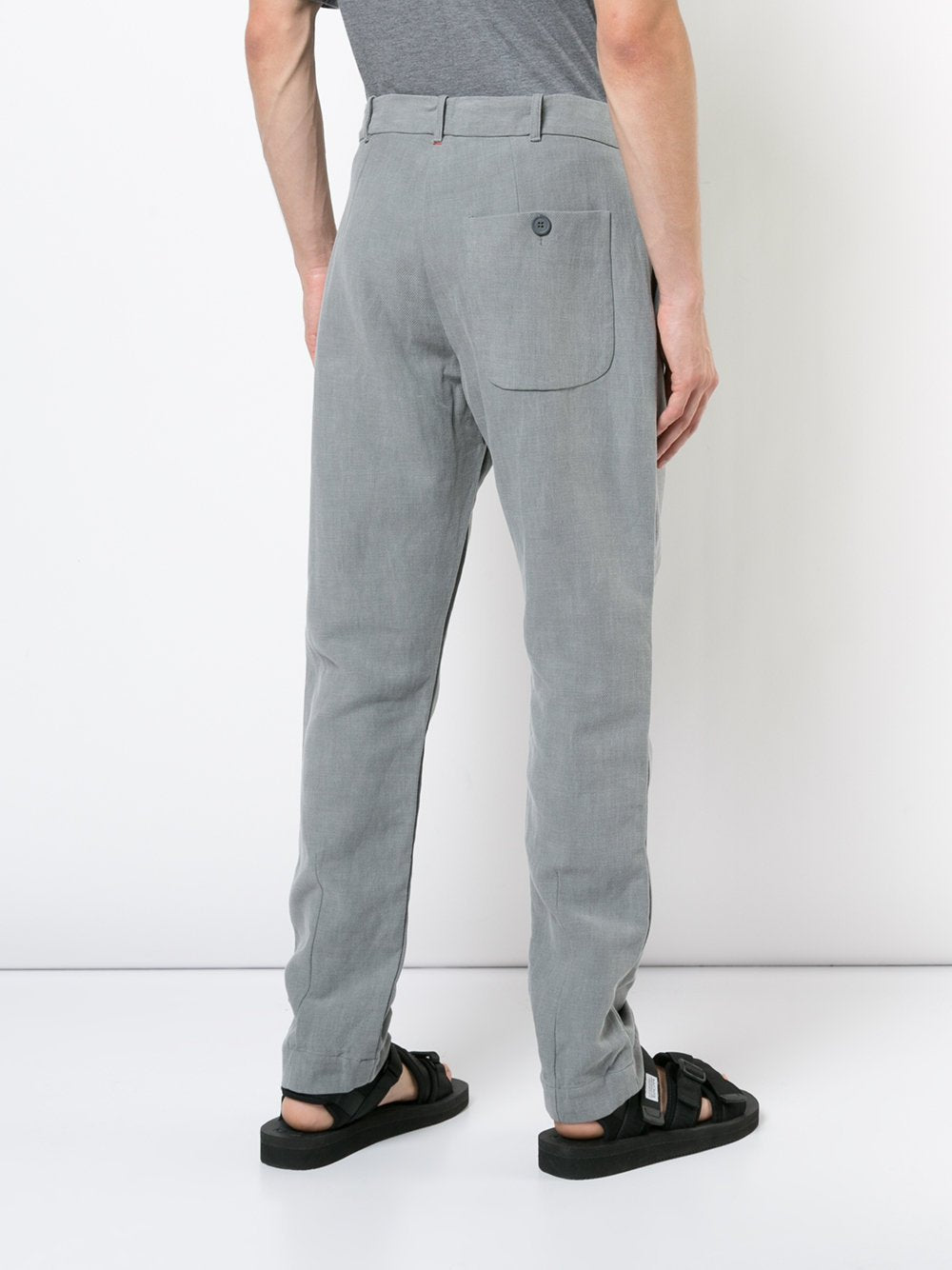 Grey Cotton Linen Straight Leg Pant