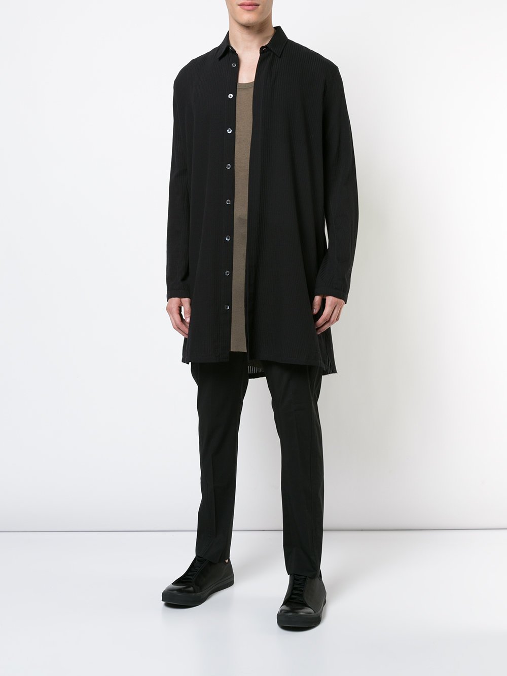 Tonal Stripe Extra Long Shirt