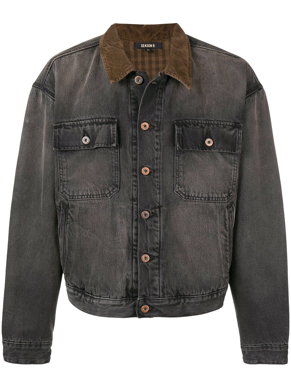 Flannel Lined Denim Jacket Black Brown