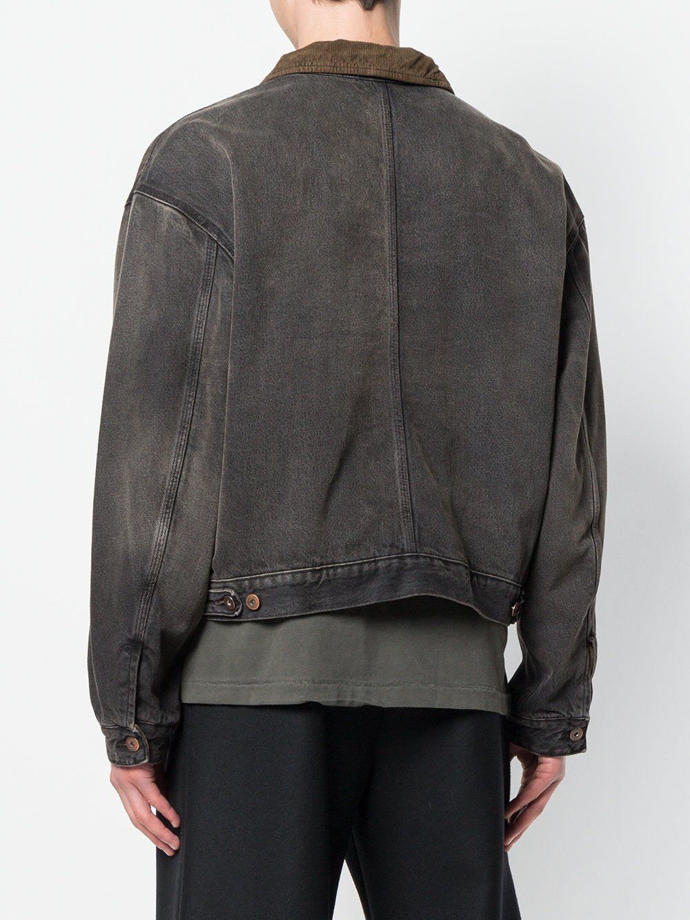 Flannel Lined Denim Jacket Black Brown