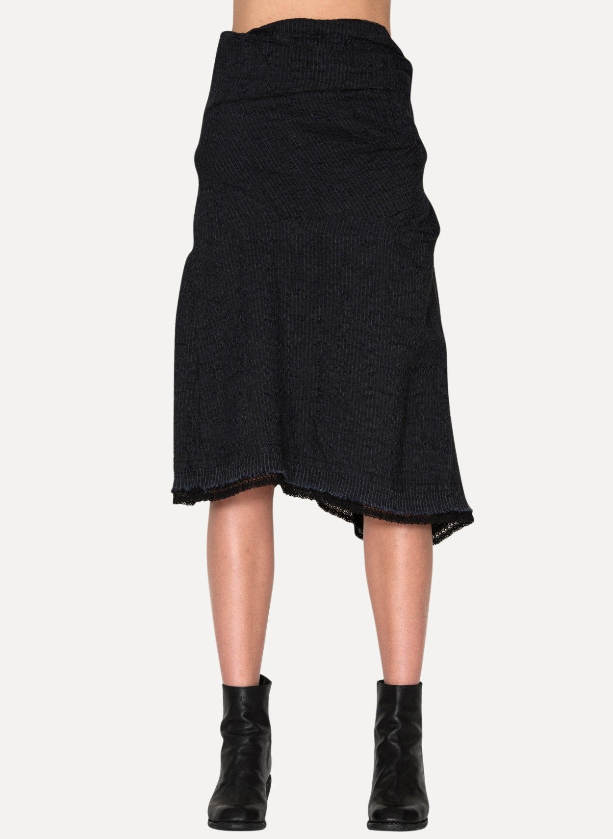 Handmade Organic Catanella Weave Skirt w/Venetian Lace