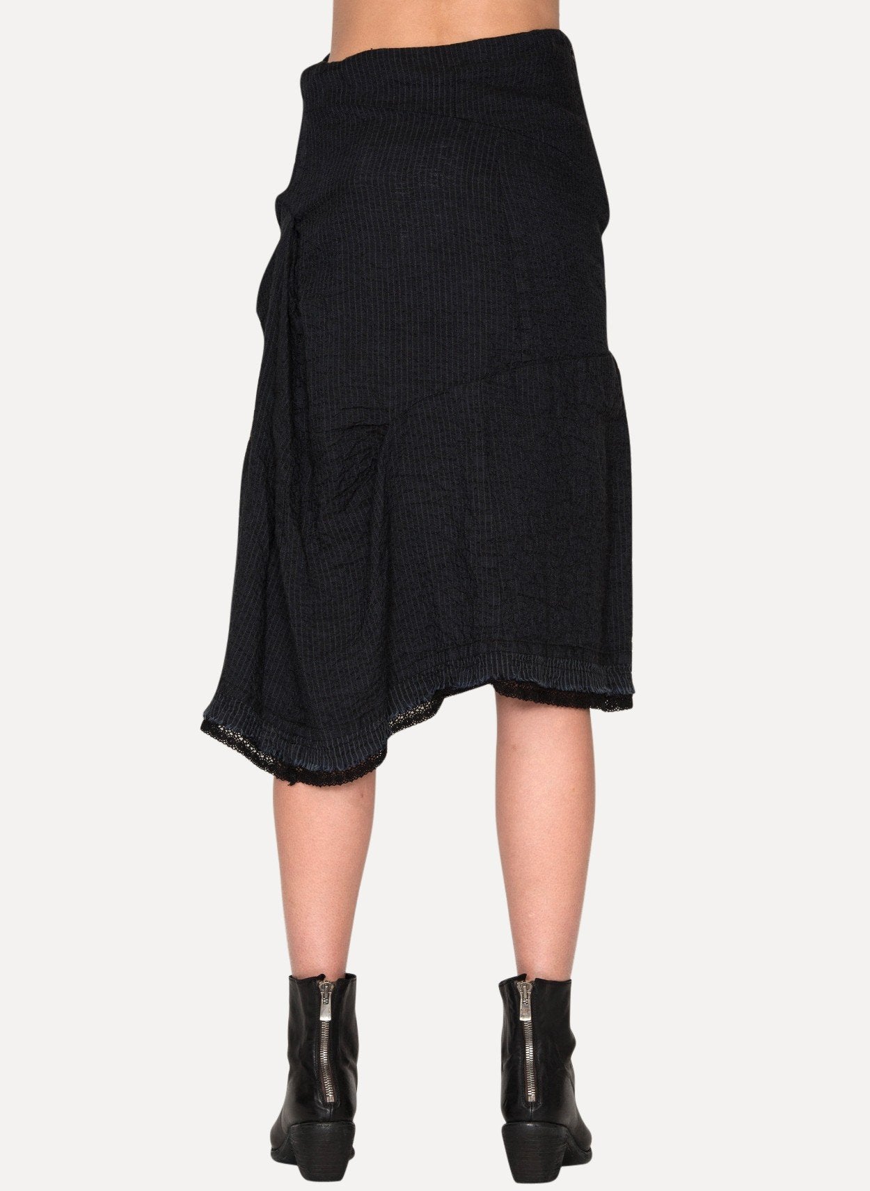 Handmade Organic Catanella Weave Skirt w/Venetian Lace