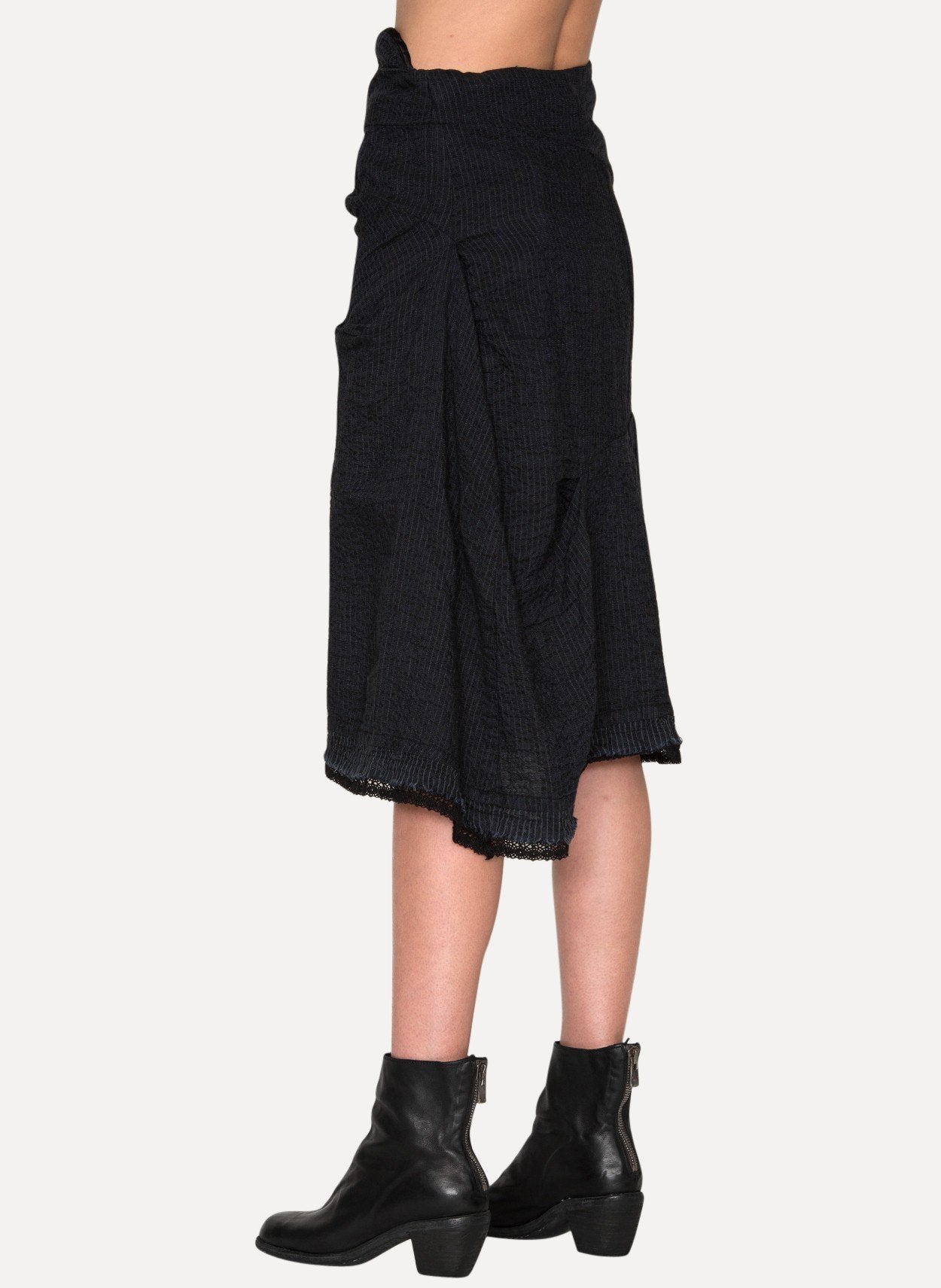 Handmade Organic Catanella Weave Skirt w/Venetian Lace