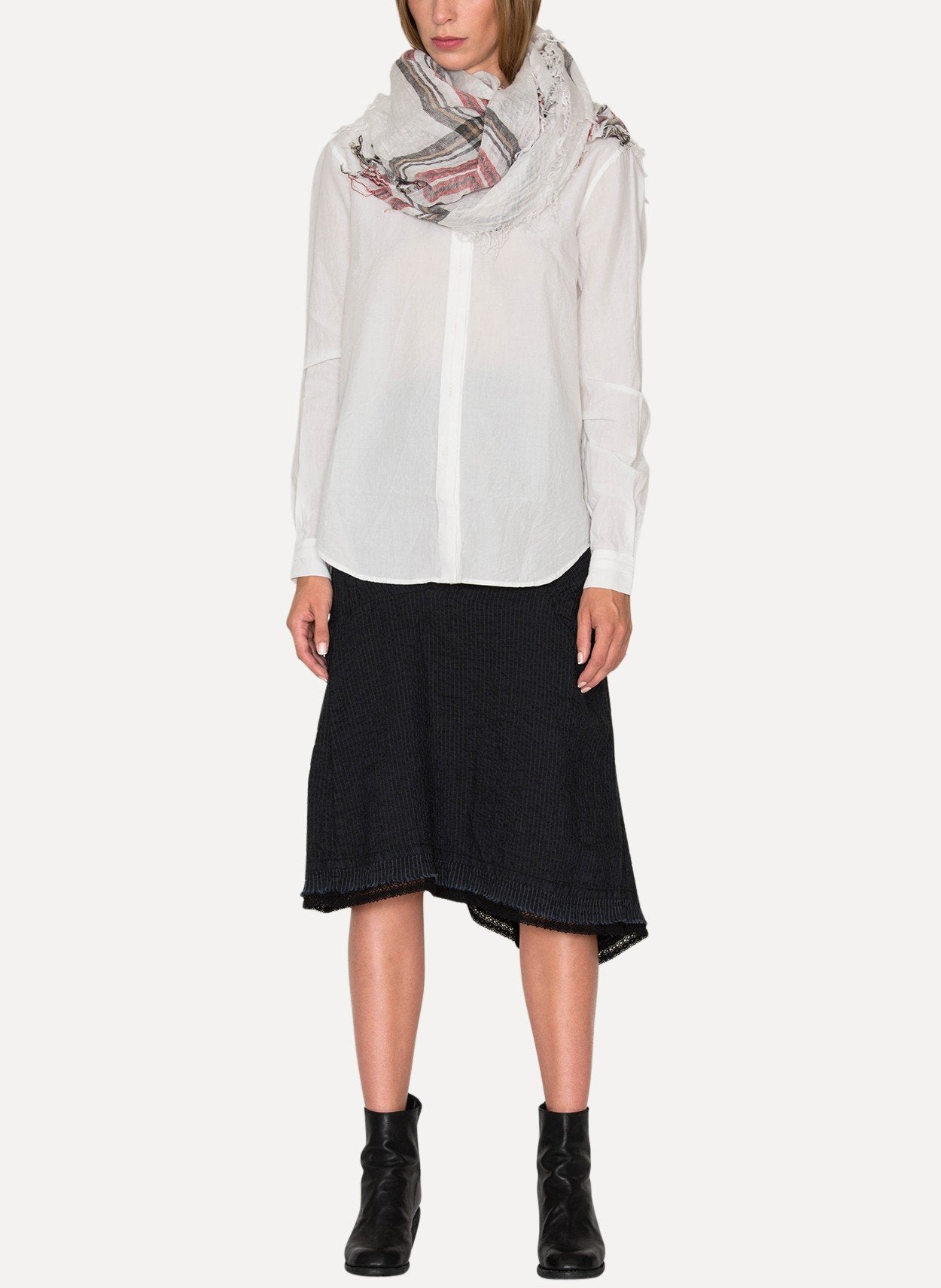 Handmade Organic Catanella Weave Skirt w/Venetian Lace