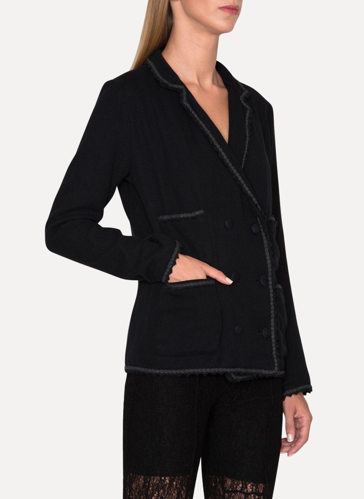 Handmade Hand Woven Double-Breasted 4-Pocket Fully Silk Lined Jacket