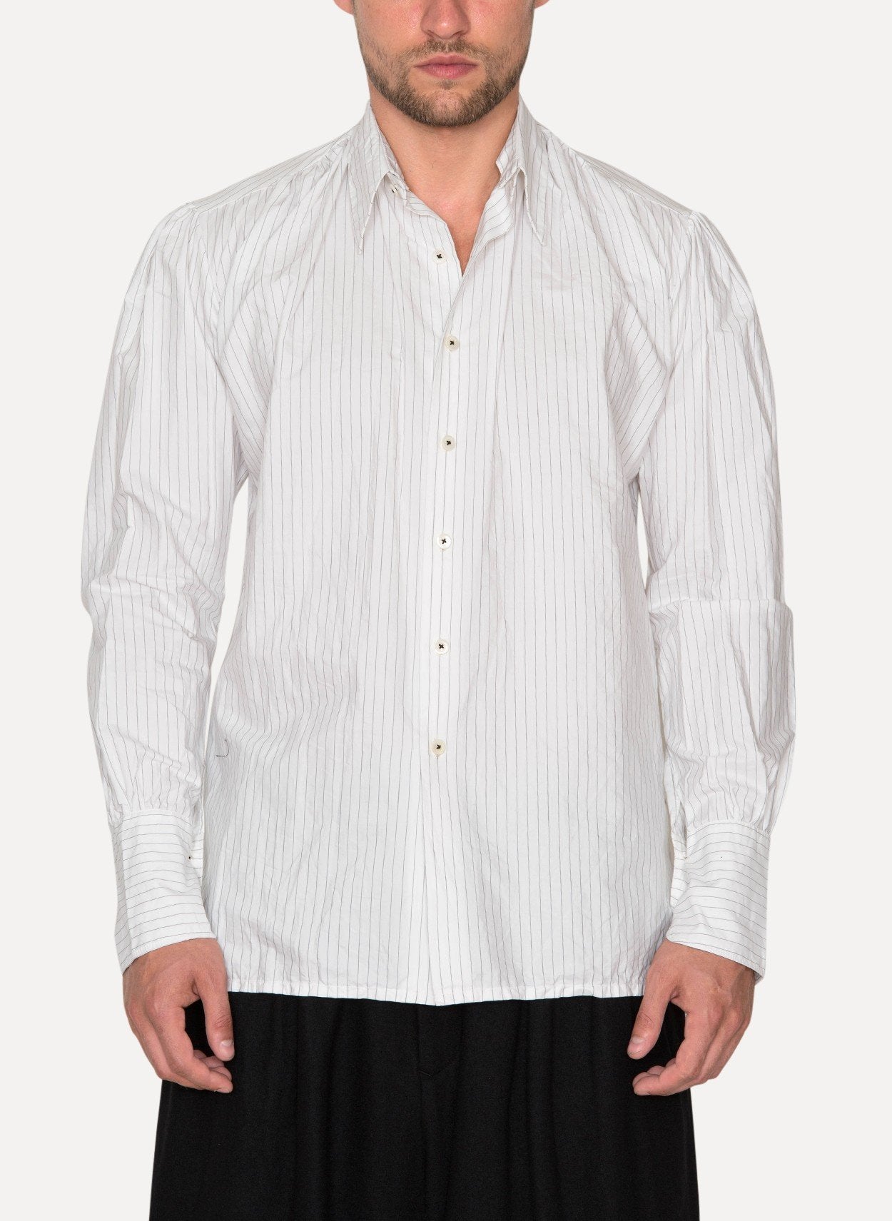 Handmade 2-in-1 Pleated Long Tailored Shirt